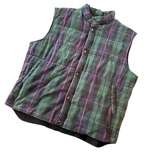 VGT Gap Mtn Country Glacier 94 Puffer Vest Mens XL Blue Green Black Plaid Hiking